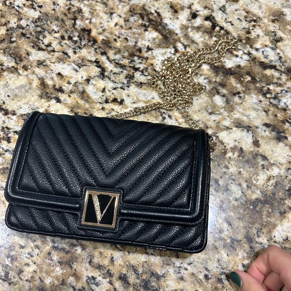 Victoria's Secret Black Chevron Crossbody Bag